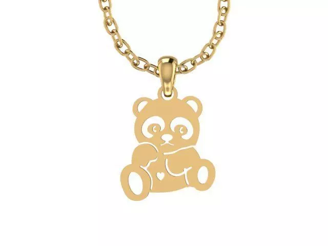 Hollow Teddy Bear Pendant 3DM STL OBJ MTL 3D print model_0