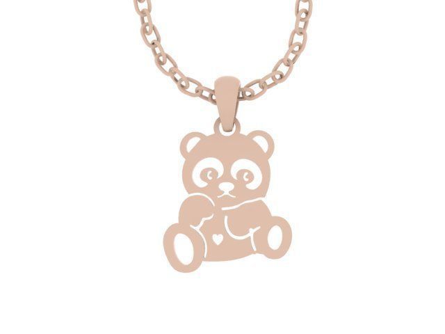 Hollow Teddy Bear Pendant 3DM STL OBJ MTL 3D print model_2