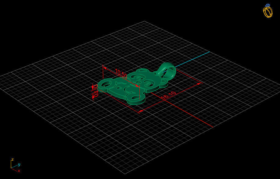 Hollow Teddy Bear Pendant 3DM STL OBJ MTL 3D print model_6