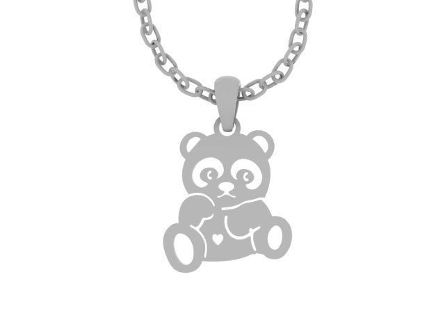 Hollow Teddy Bear Pendant 3DM STL OBJ MTL 3D print model_1