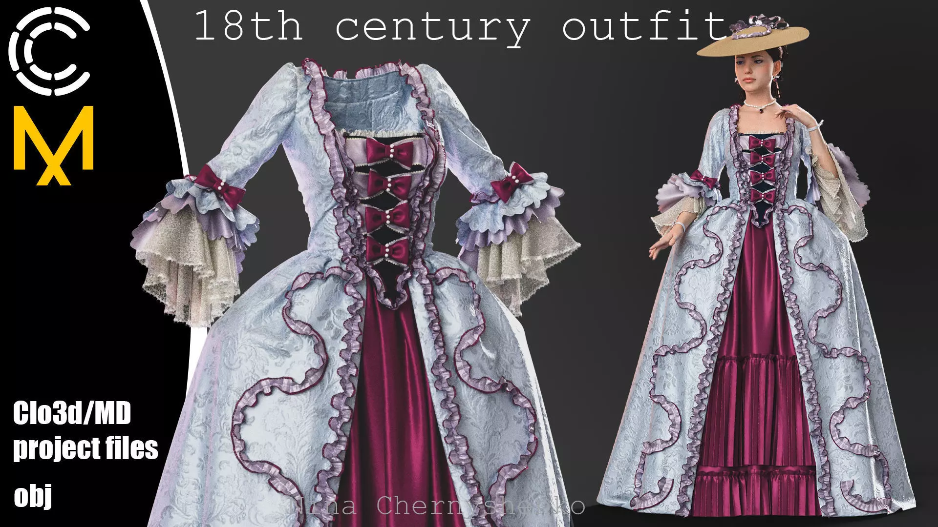 18th century outfit - Marvelous Designer project and OBJ 3D model_0