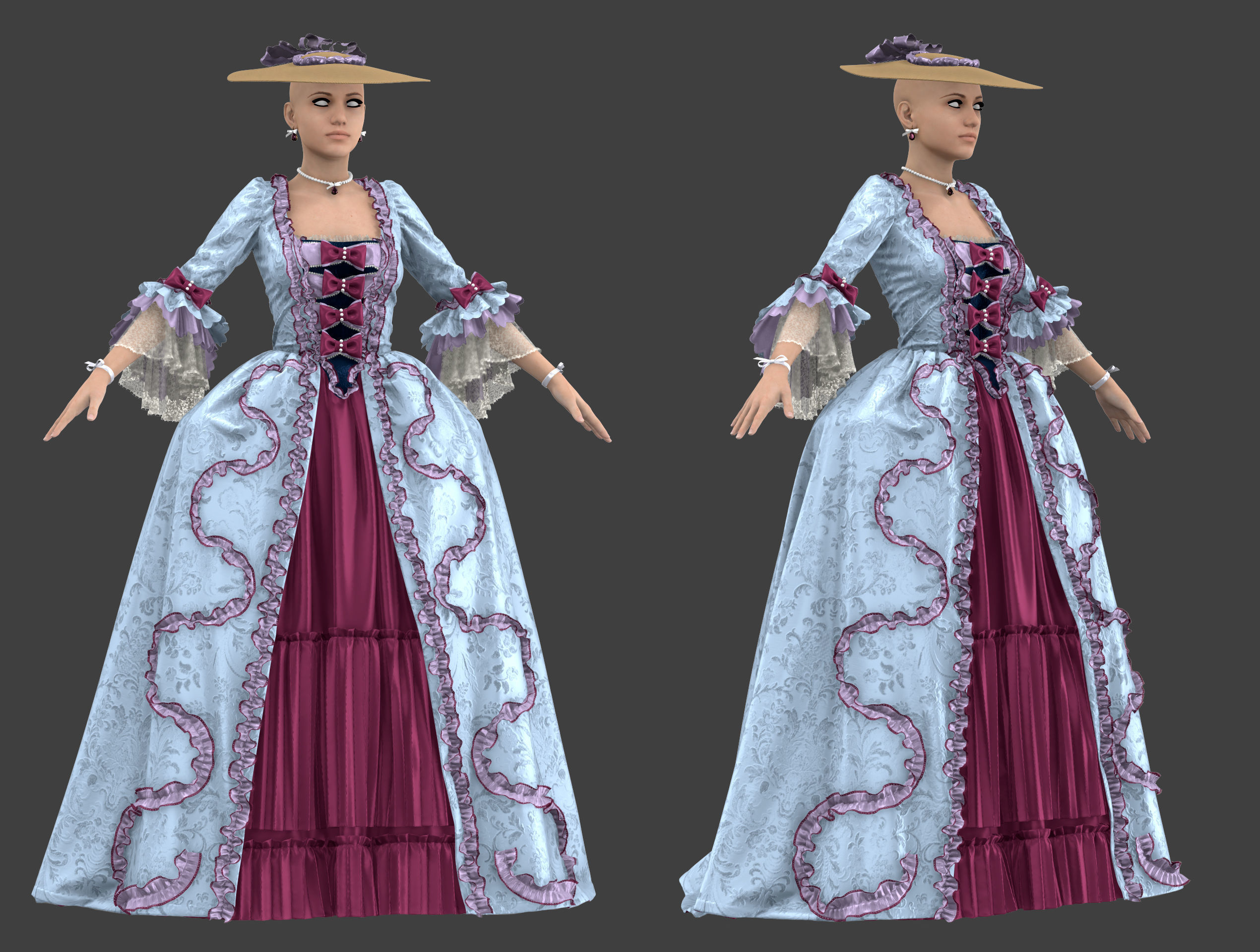 18th century outfit - Marvelous Designer project and OBJ 3D model_4