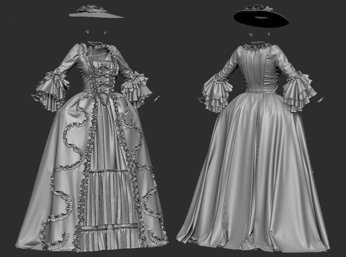 18th century outfit - Marvelous Designer project and OBJ 3D model_6