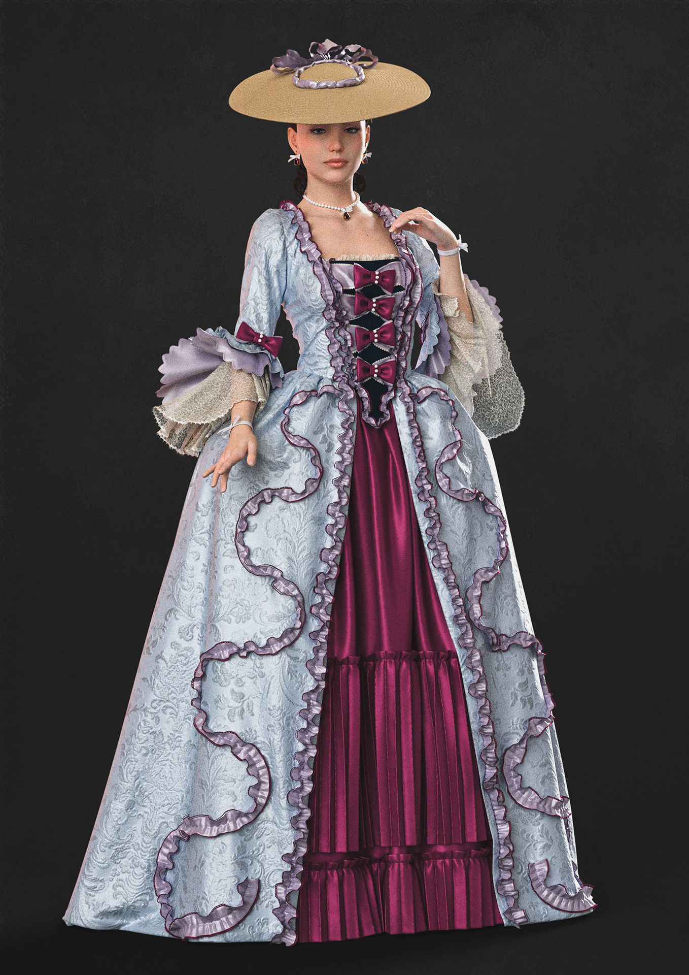 18th century outfit - Marvelous Designer project and OBJ 3D model_2