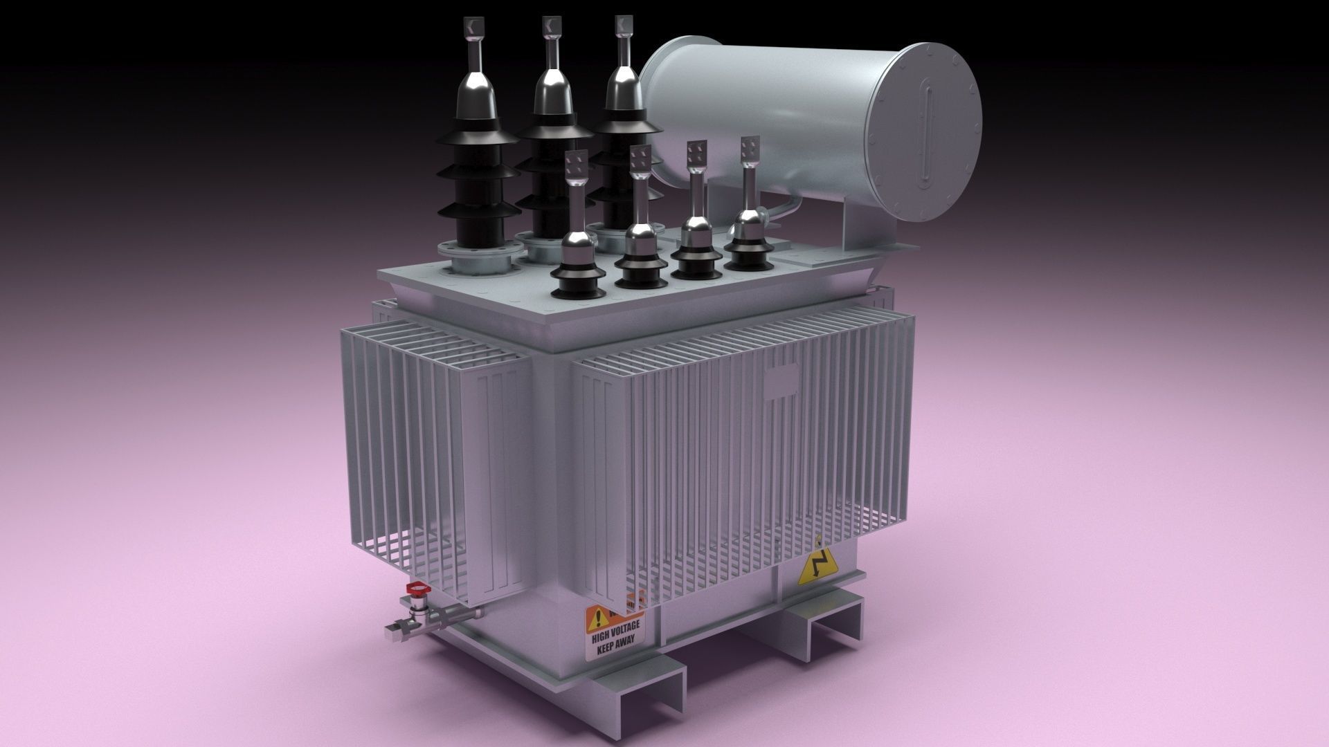 Three Phase Electric Transformer 3D model_51