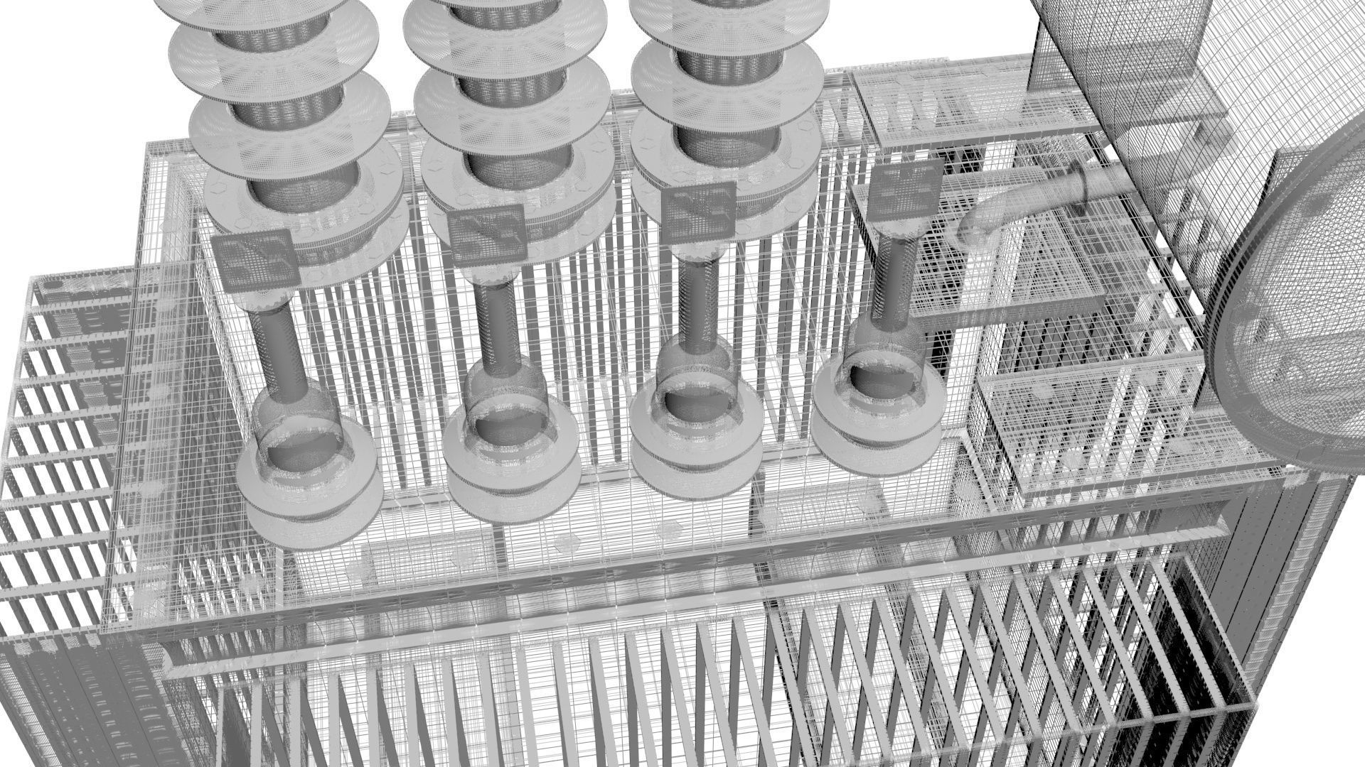 Three Phase Electric Transformer 3D model_34