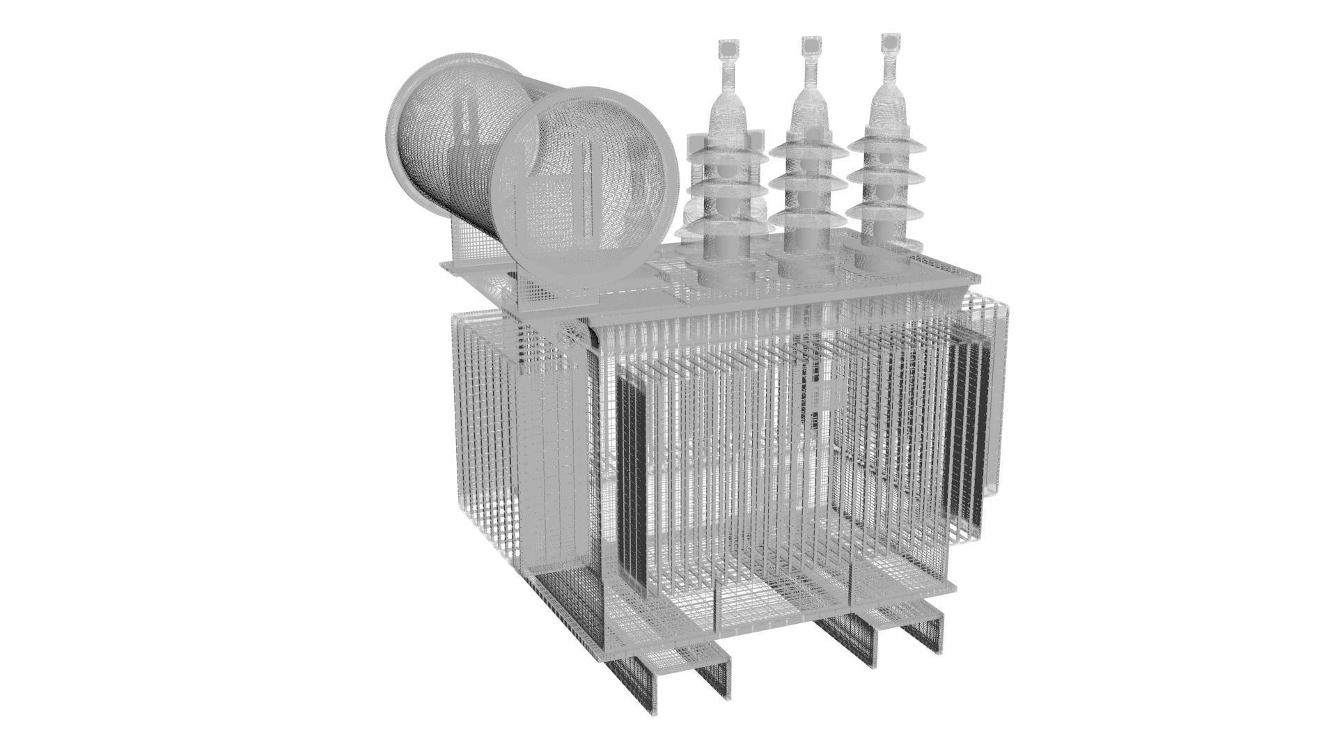 Three Phase Electric Transformer 3D model_30