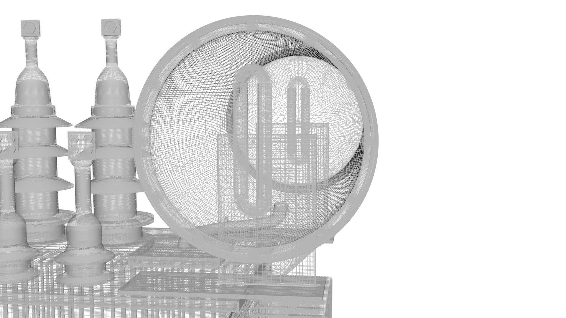 Three Phase Electric Transformer 3D model_38