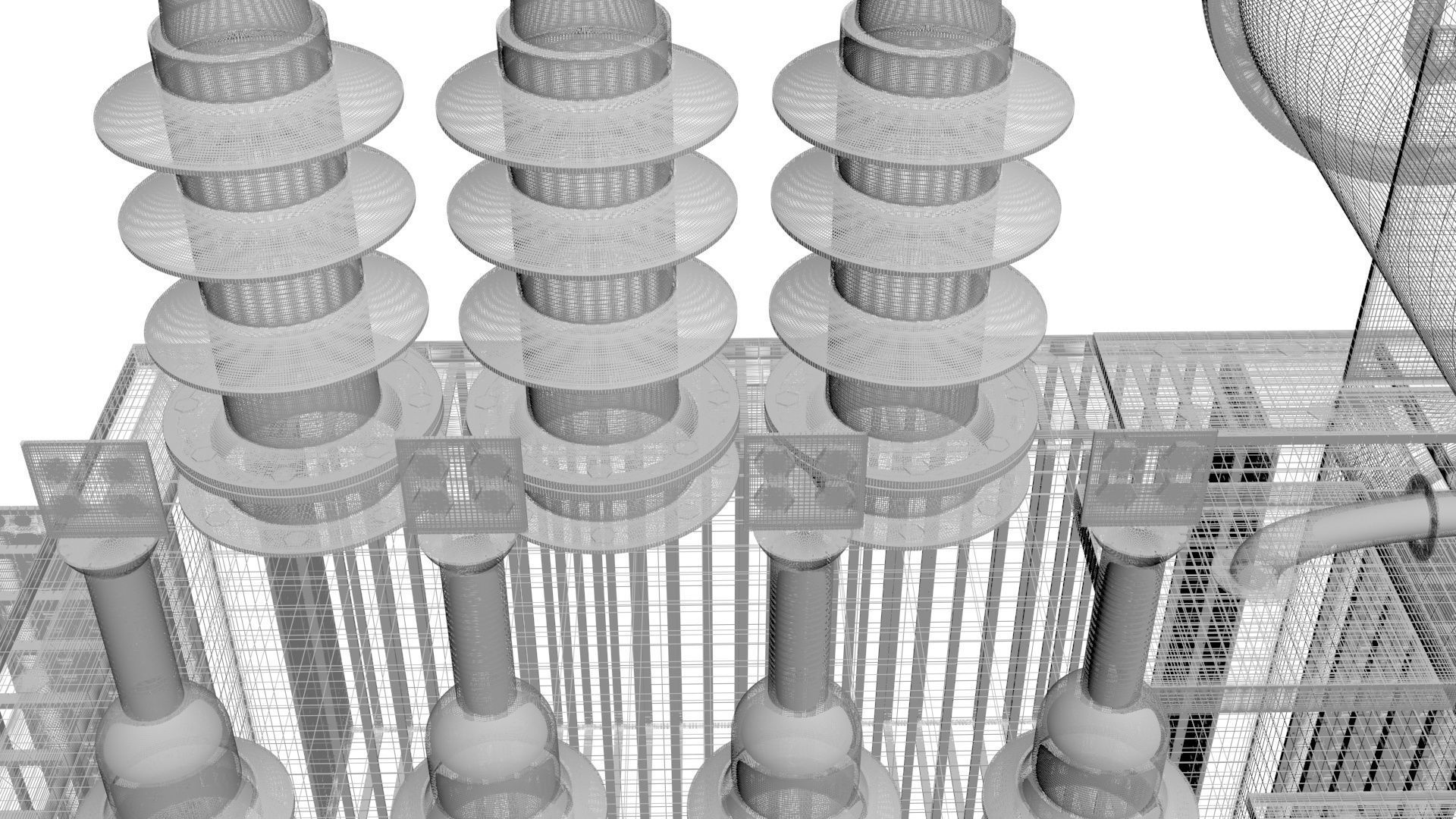 Three Phase Electric Transformer 3D model_41