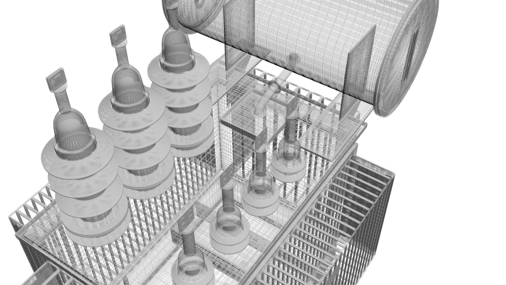 Three Phase Electric Transformer 3D model_43