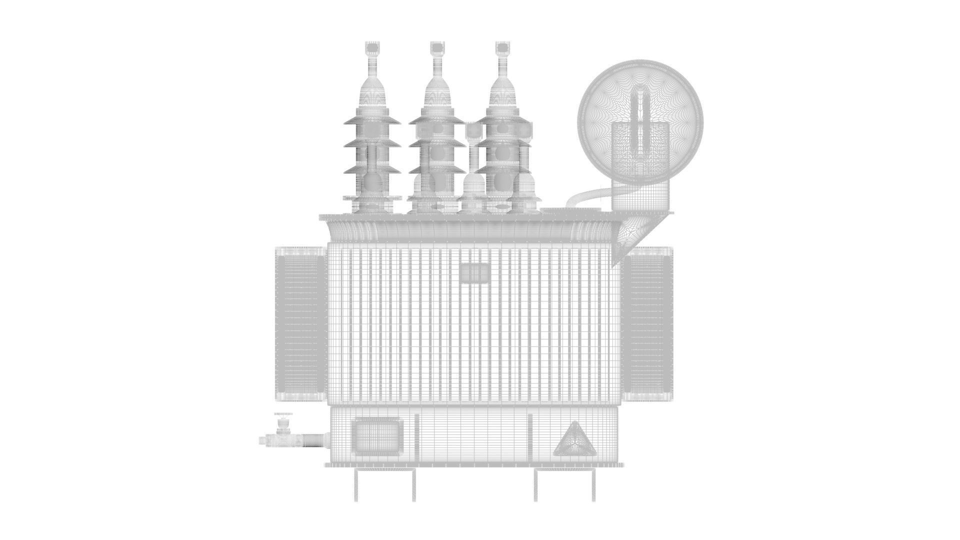 Three Phase Electric Transformer 3D model_46