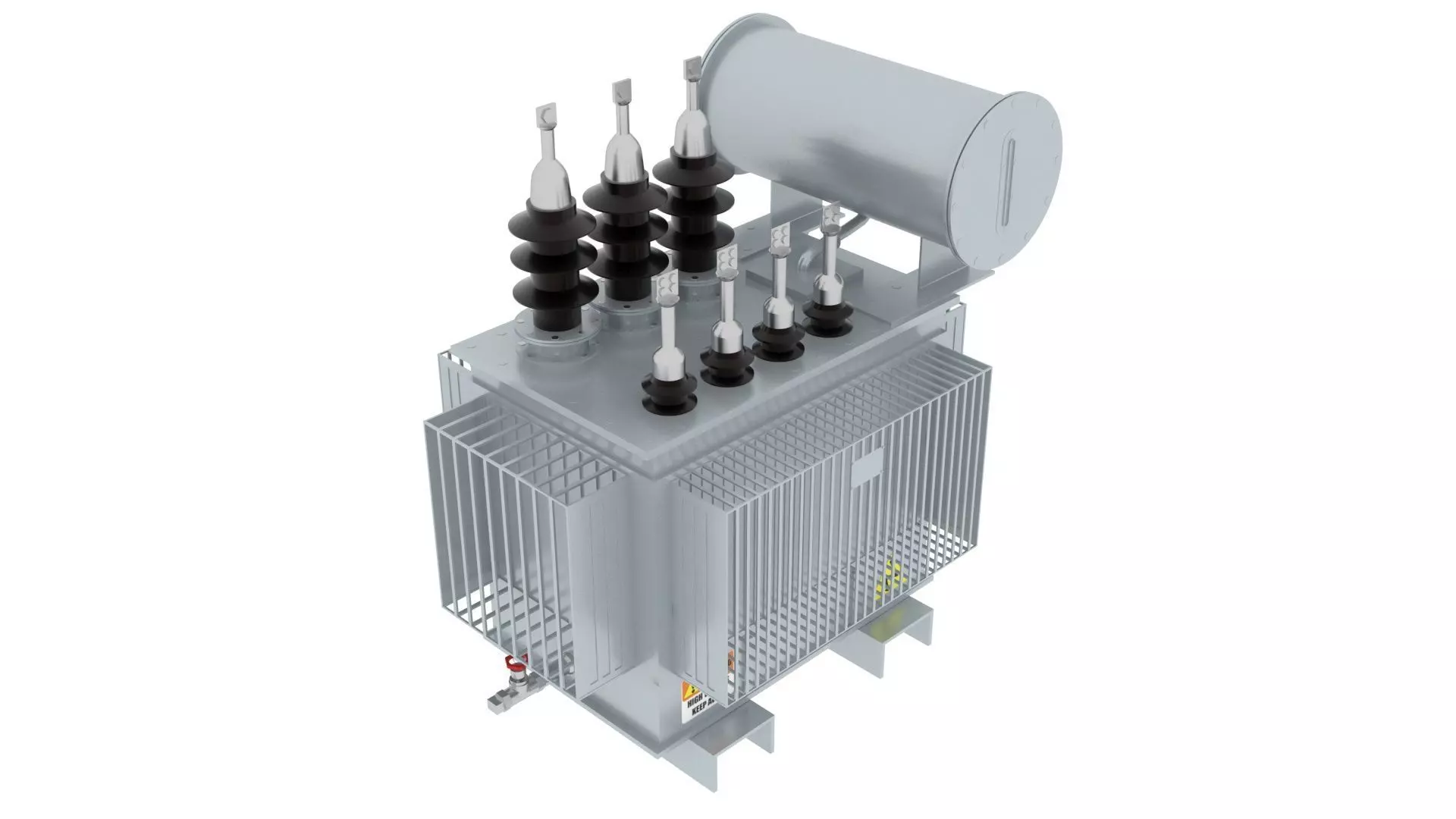 Three Phase Electric Transformer 3D model_0
