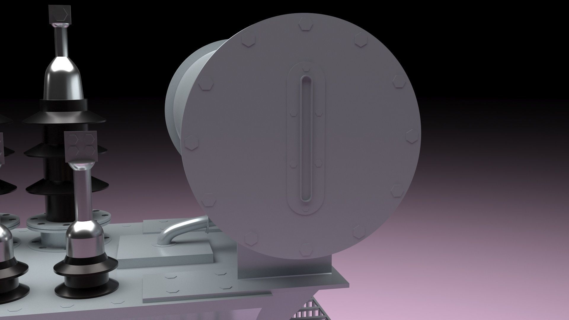 Three Phase Electric Transformer 3D model_55