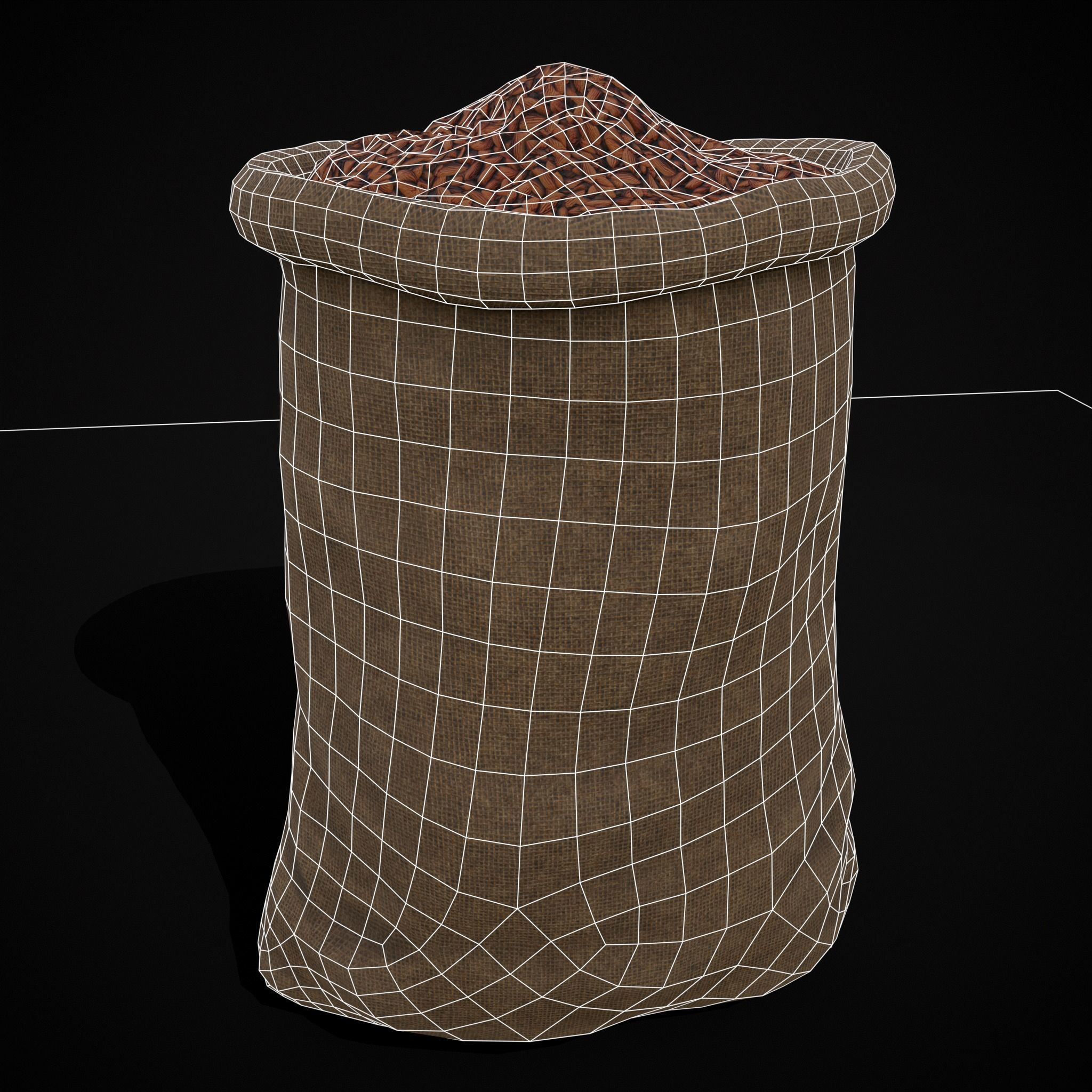 Burlap Sacks of Almonds Low-poly 3D model_16