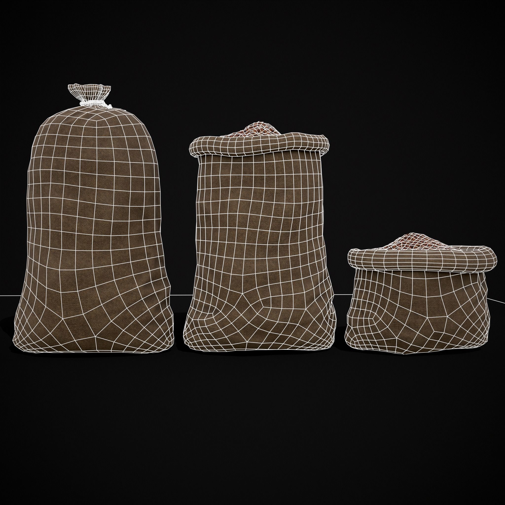 Burlap Sacks of Almonds Low-poly 3D model_20