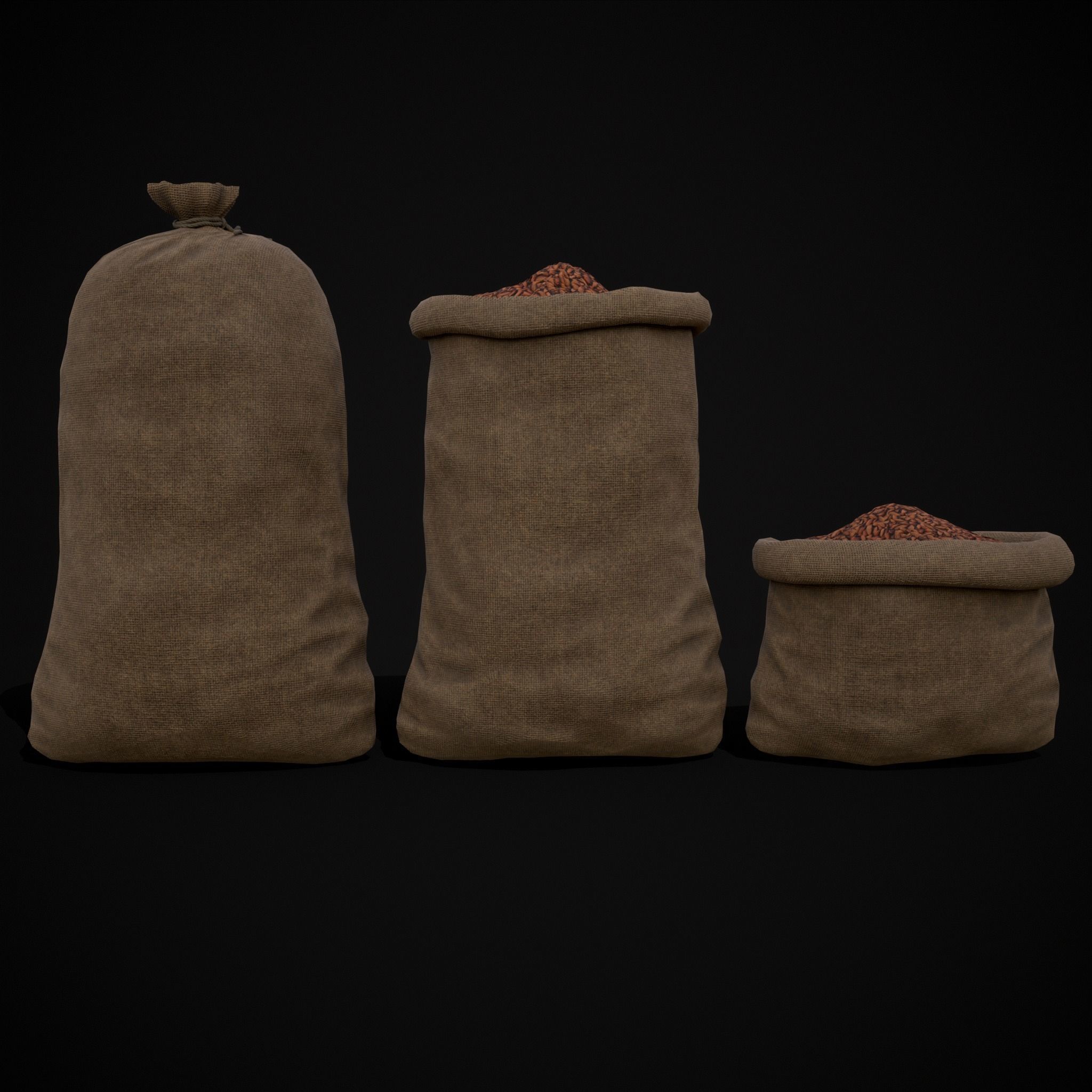 Burlap Sacks of Almonds Low-poly 3D model_19