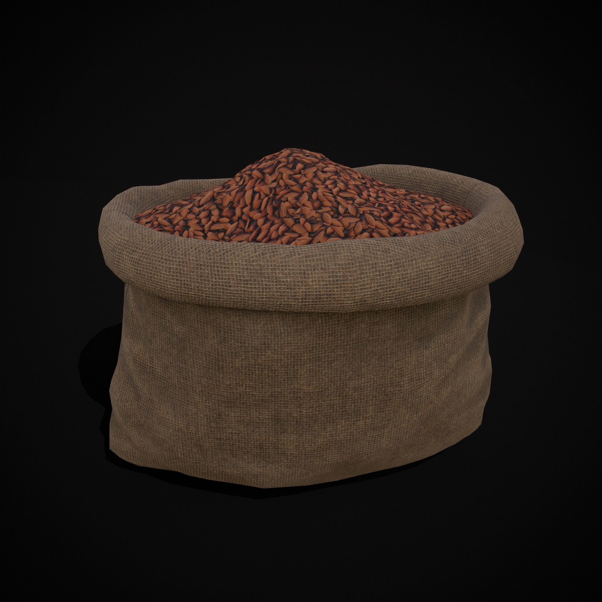 Burlap Sacks of Almonds Low-poly 3D model_17