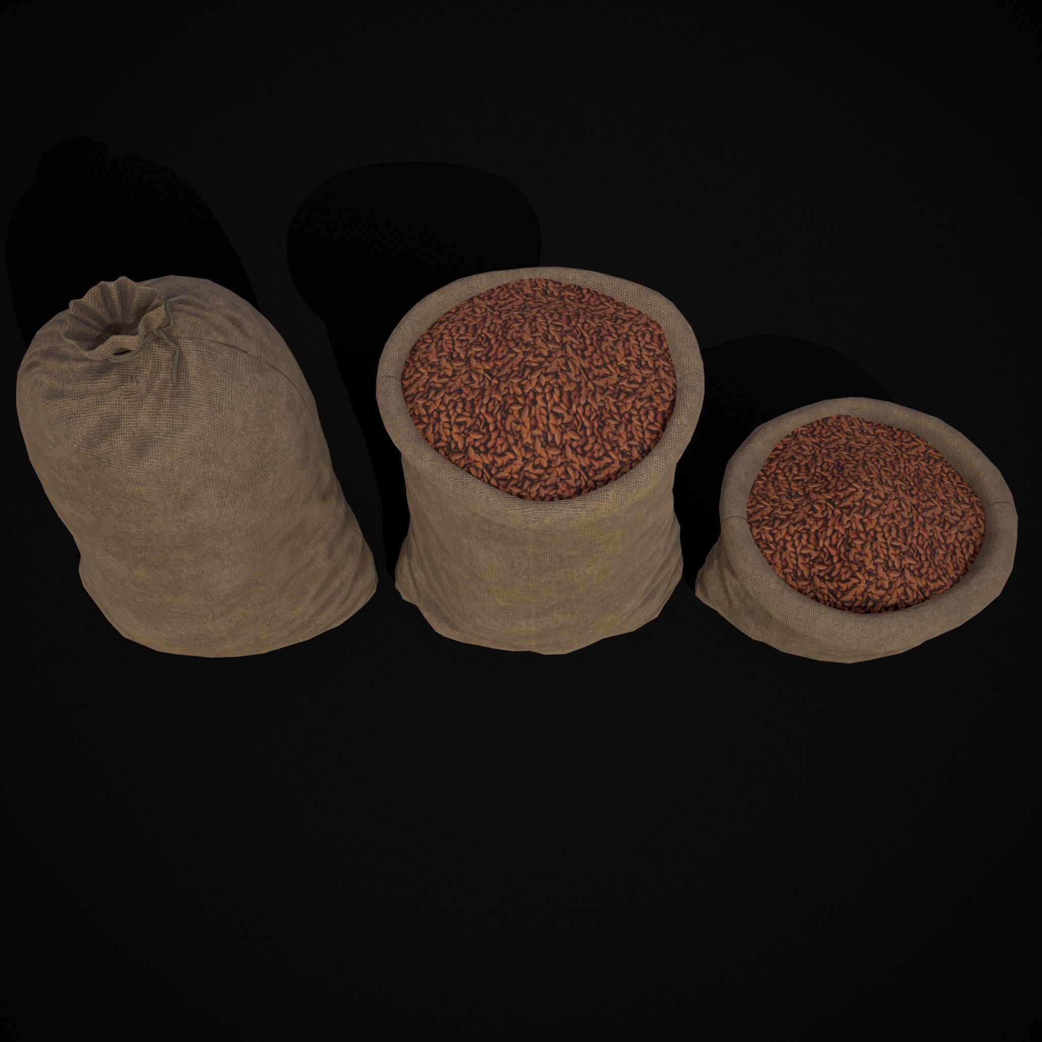 Burlap Sacks of Almonds Low-poly 3D model_3