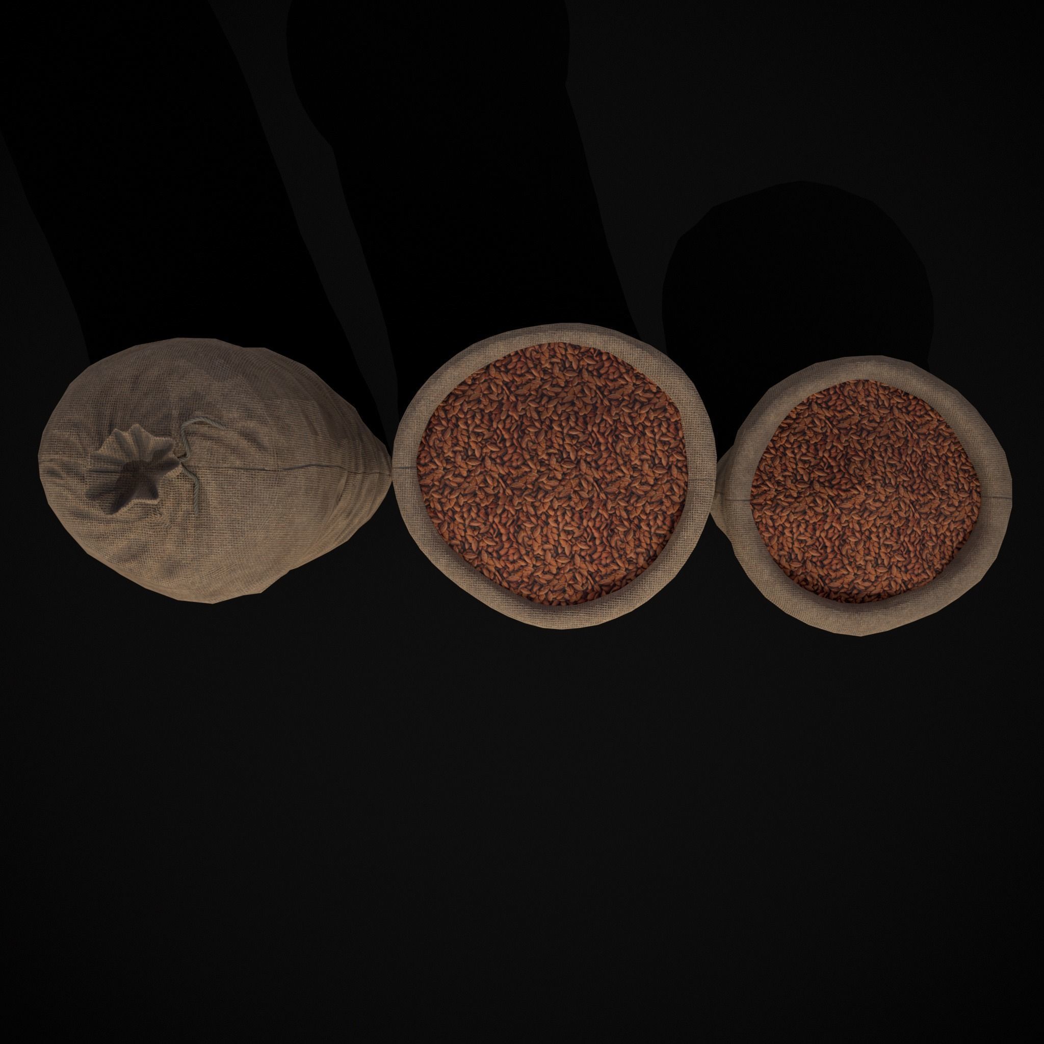 Burlap Sacks of Almonds Low-poly 3D model_5