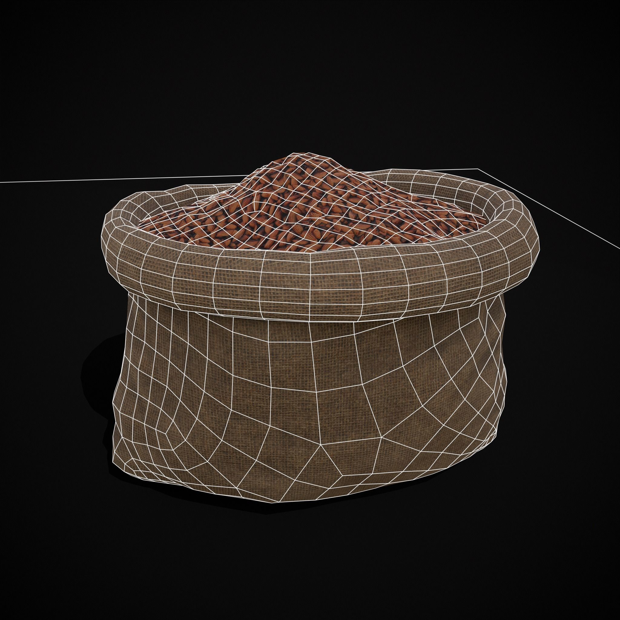 Burlap Sacks of Almonds Low-poly 3D model_18