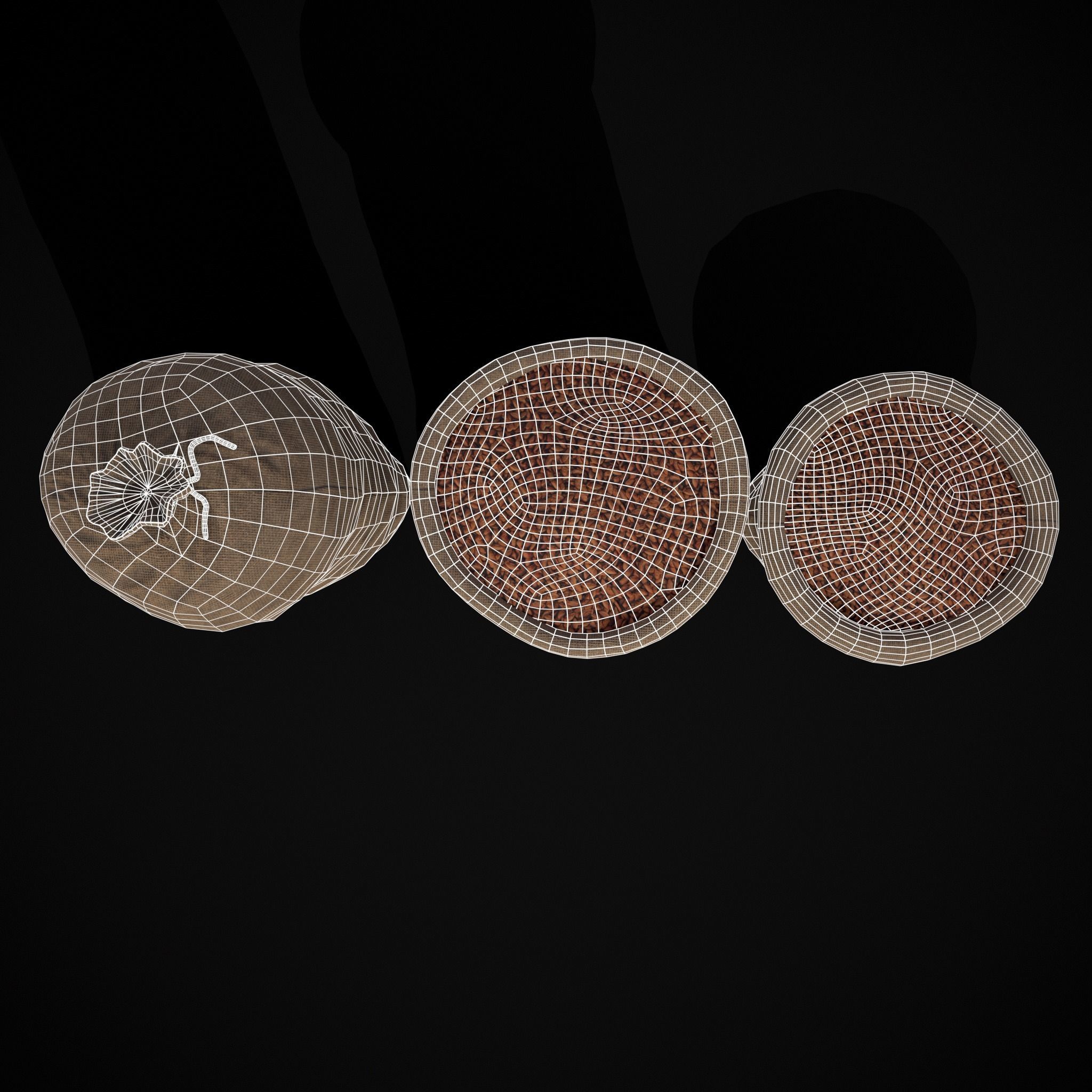 Burlap Sacks of Almonds Low-poly 3D model_6