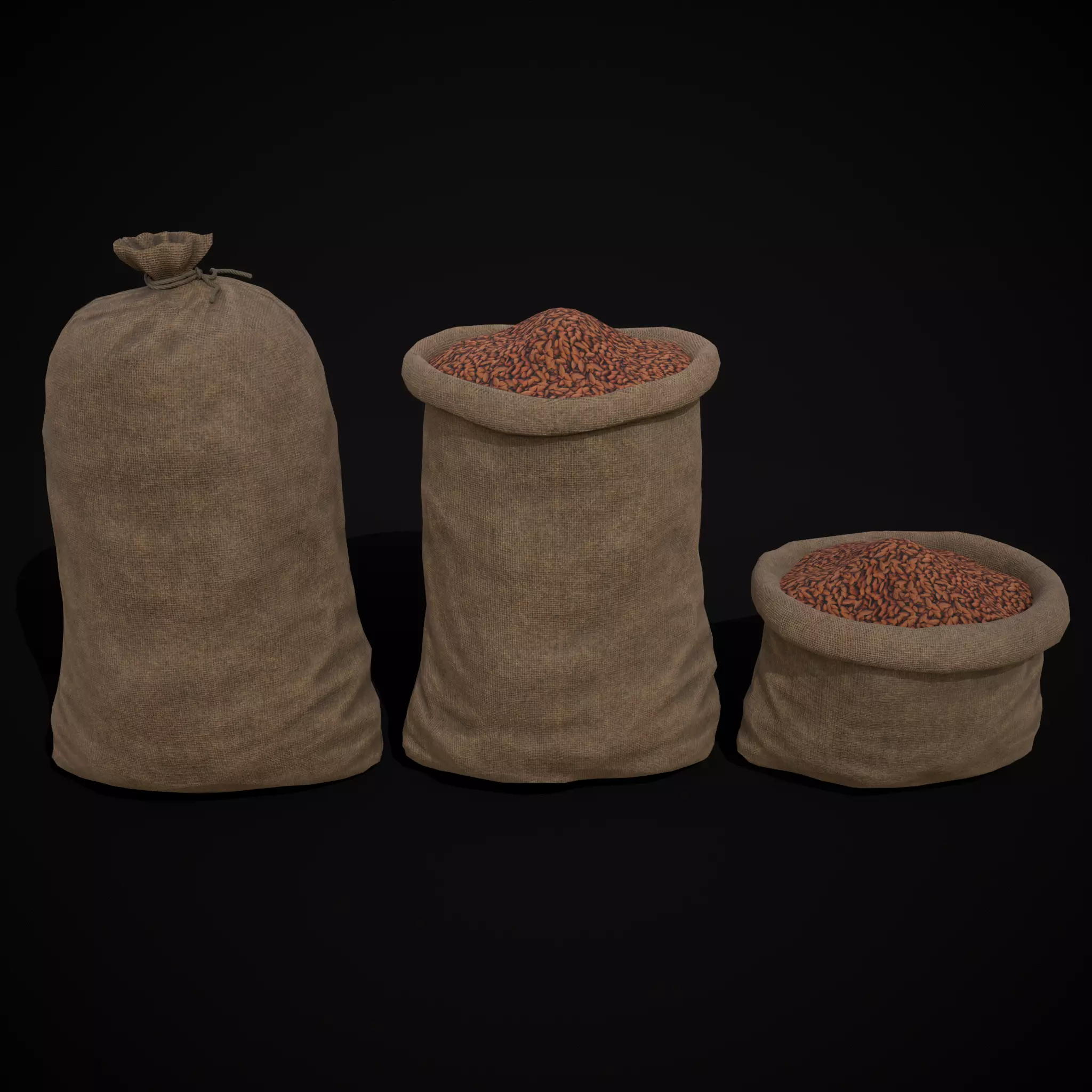 Burlap Sacks of Almonds Low-poly 3D model_0
