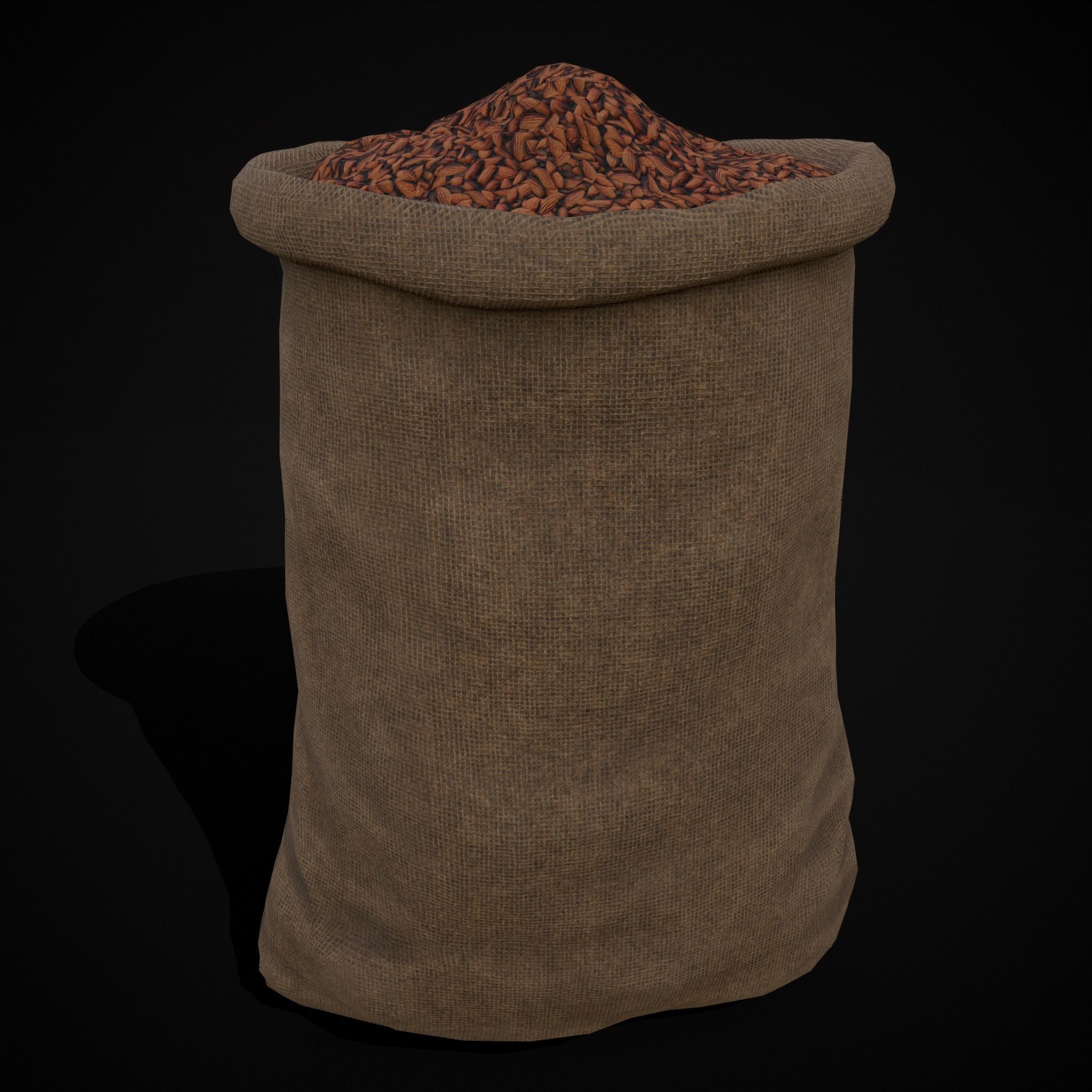 Burlap Sacks of Almonds Low-poly 3D model_15