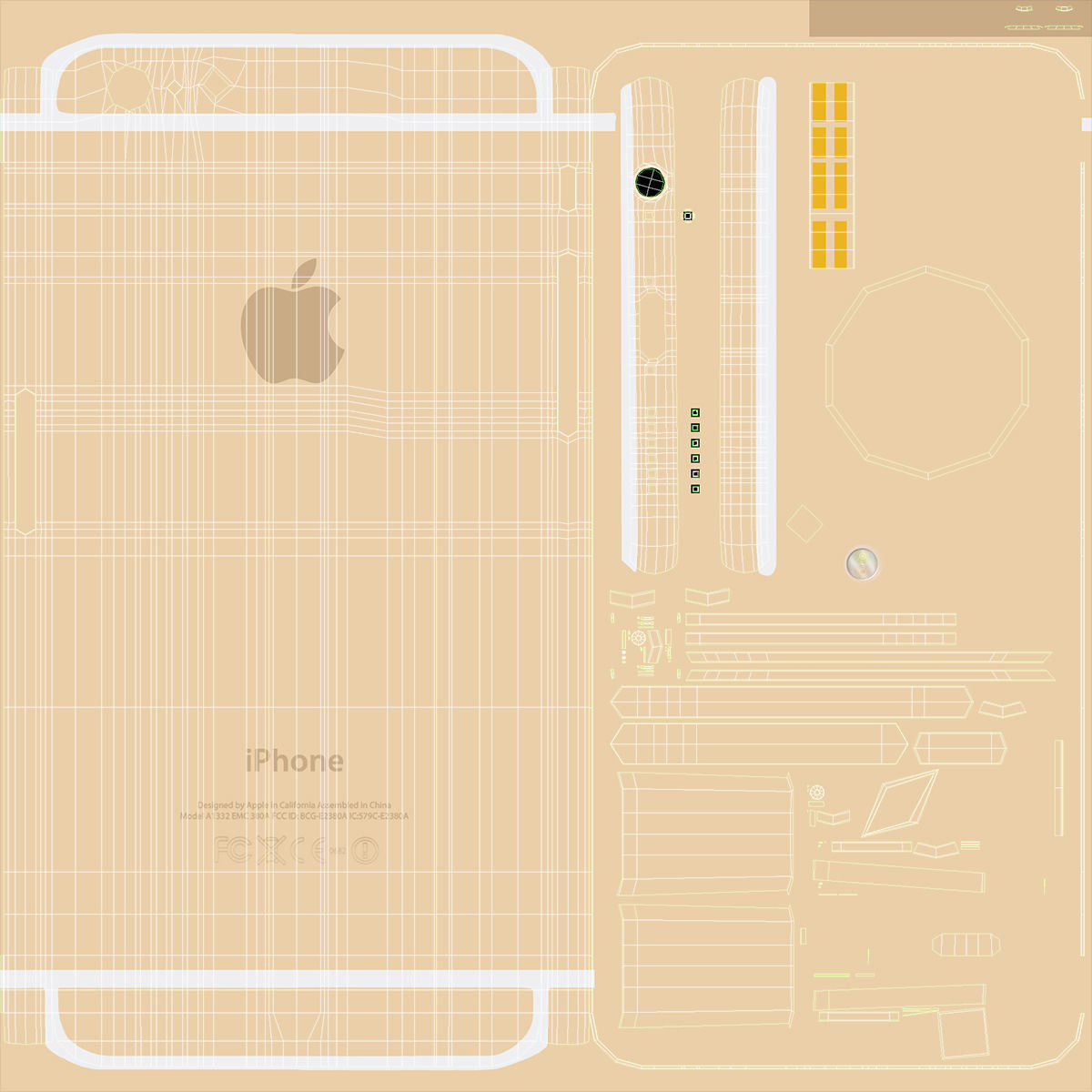 Apple iPhone 6 Plus Gold Low-poly 3D model_33