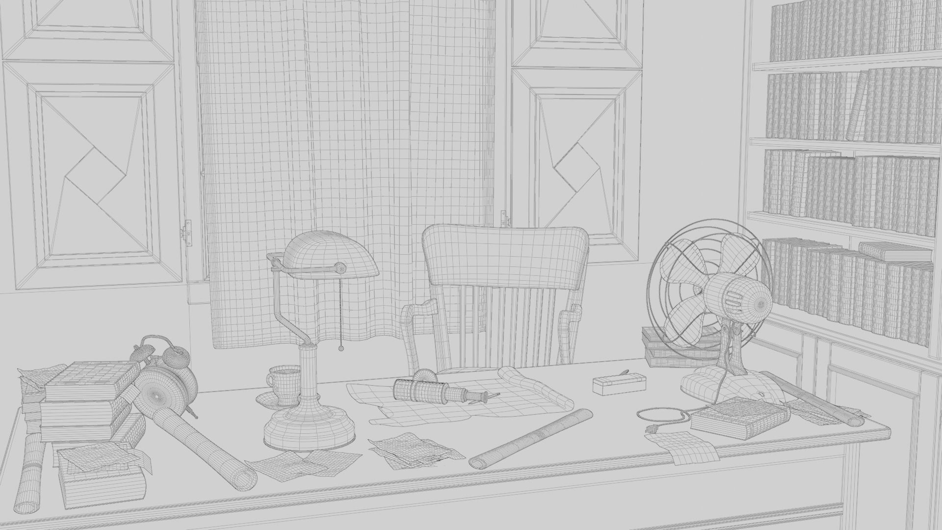 Old Office 3d Scene Low-poly 3D model_19