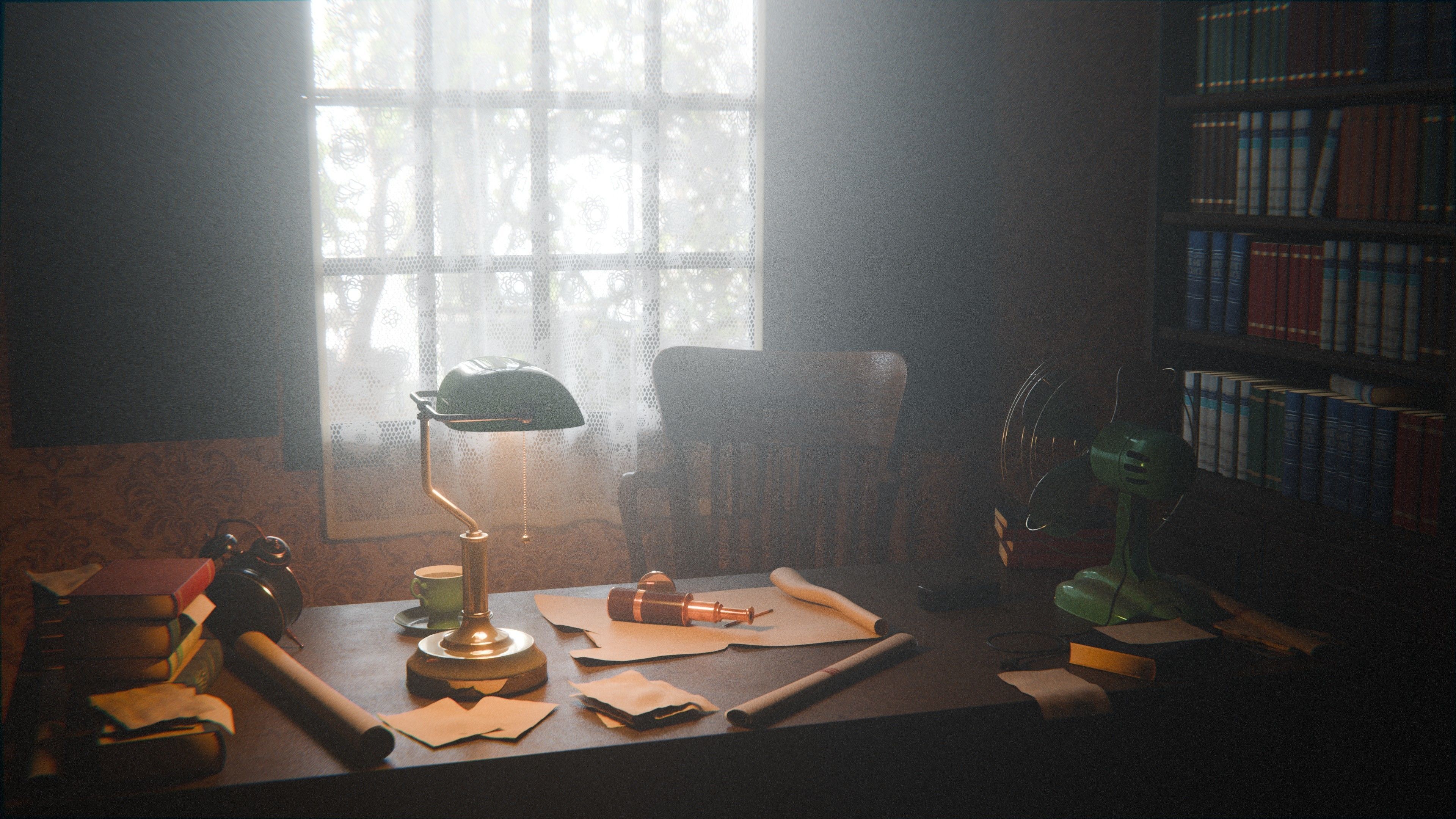 Old Office 3d Scene Low-poly 3D model_14