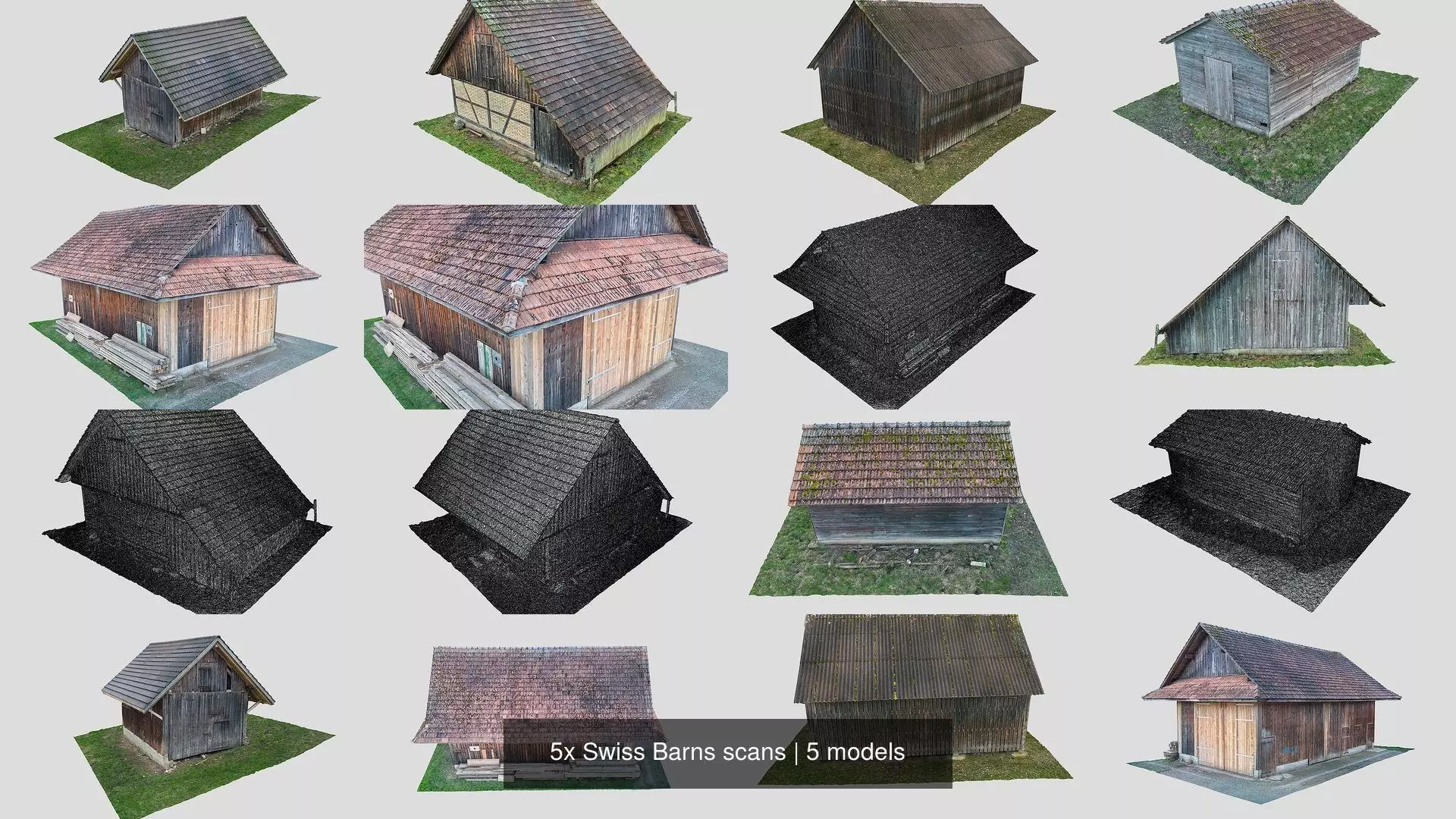 5x Swiss Barns scans 3D Model Collection_0