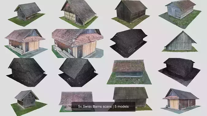 5x Swiss Barns scans 3D Model Collection