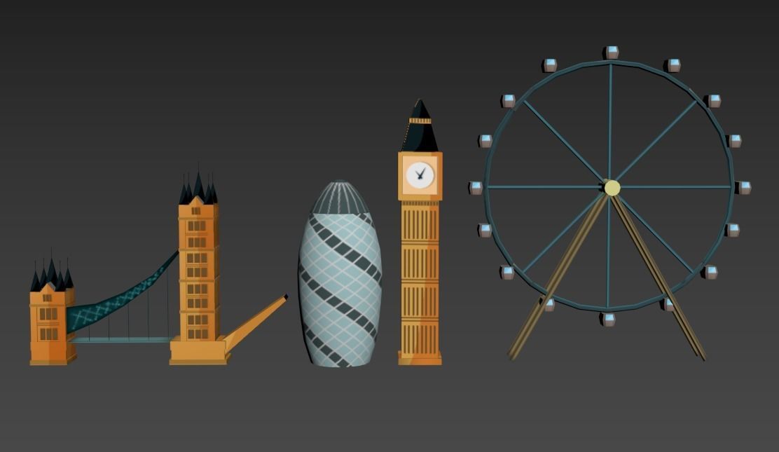 London Iconic Building Low Poly Low-poly 3D model_9