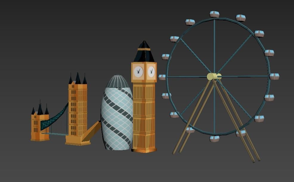 London Iconic Building Low Poly Low-poly 3D model_11