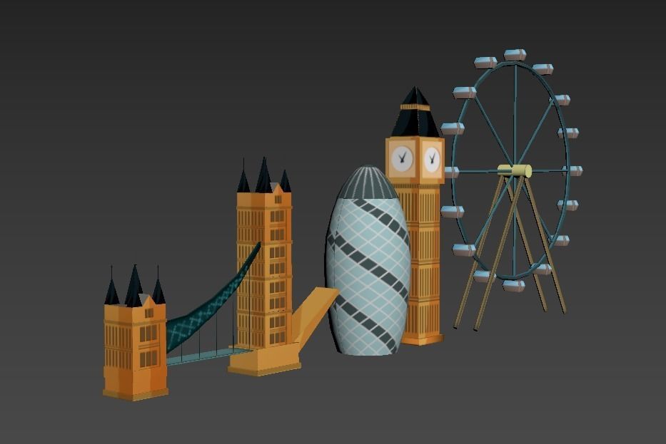 London Iconic Building Low Poly Low-poly 3D model_12