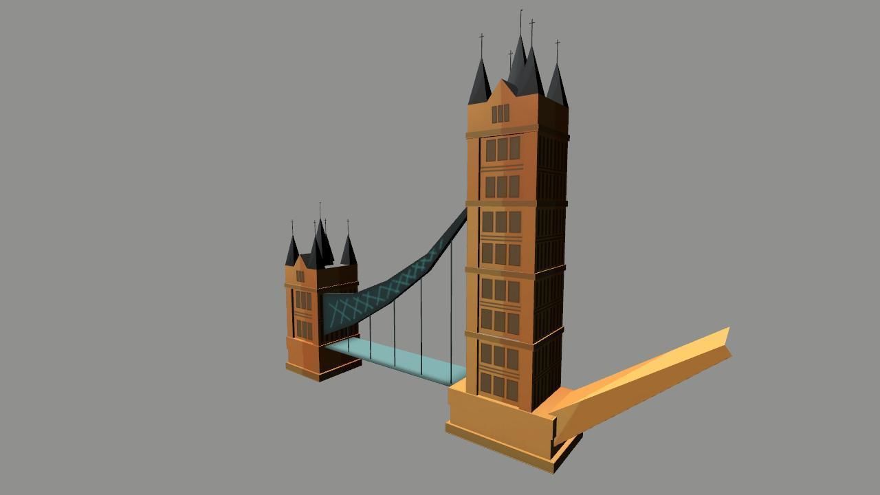 London Iconic Building Low Poly Low-poly 3D model_3