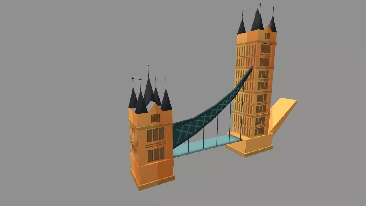 London Iconic Building Low Poly Low-poly 3D model_0