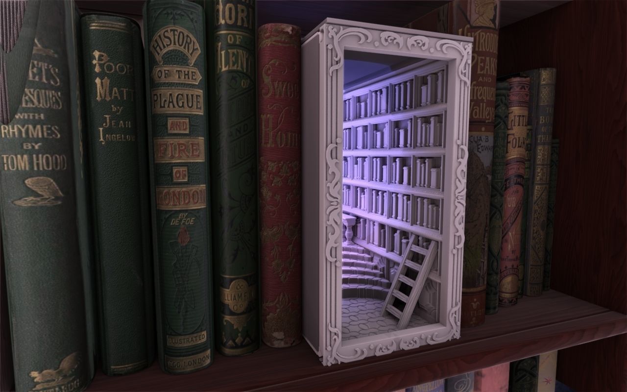 Library Booknook 3D print model_3