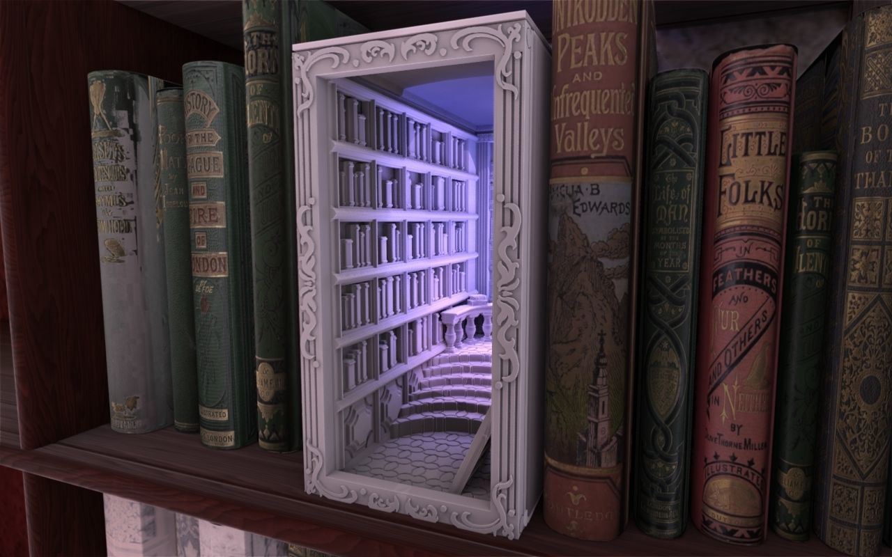 Library Booknook 3D print model_2