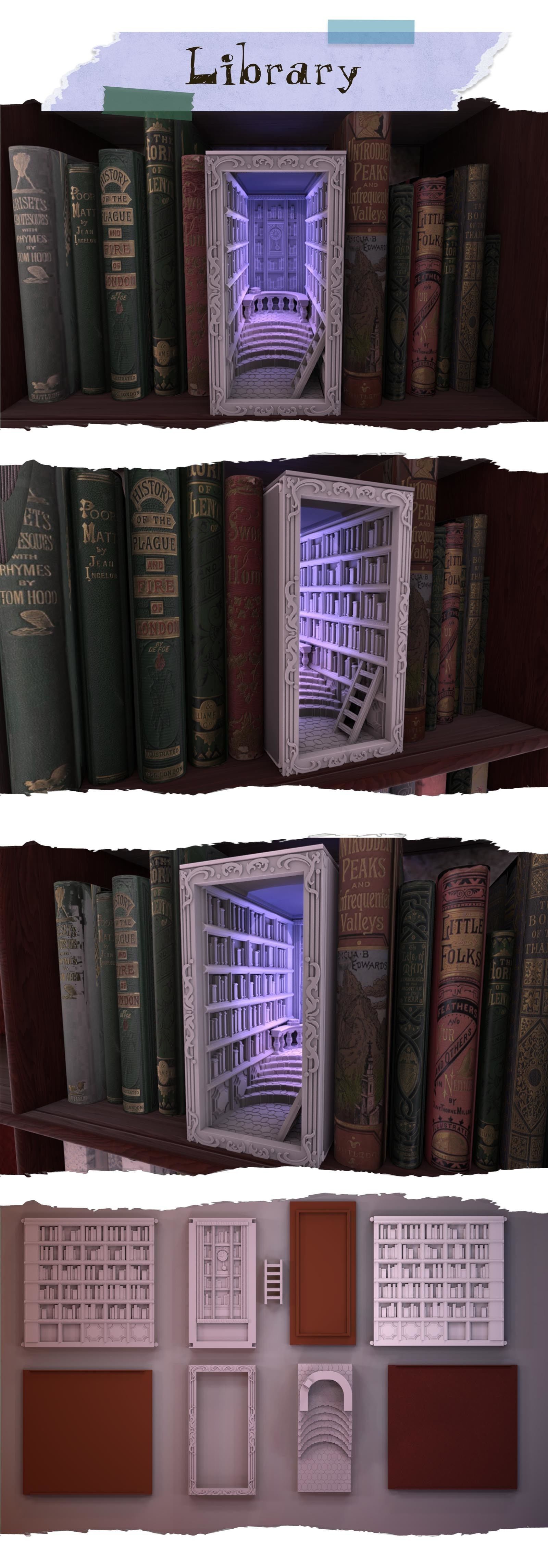 Library Booknook 3D print model_4