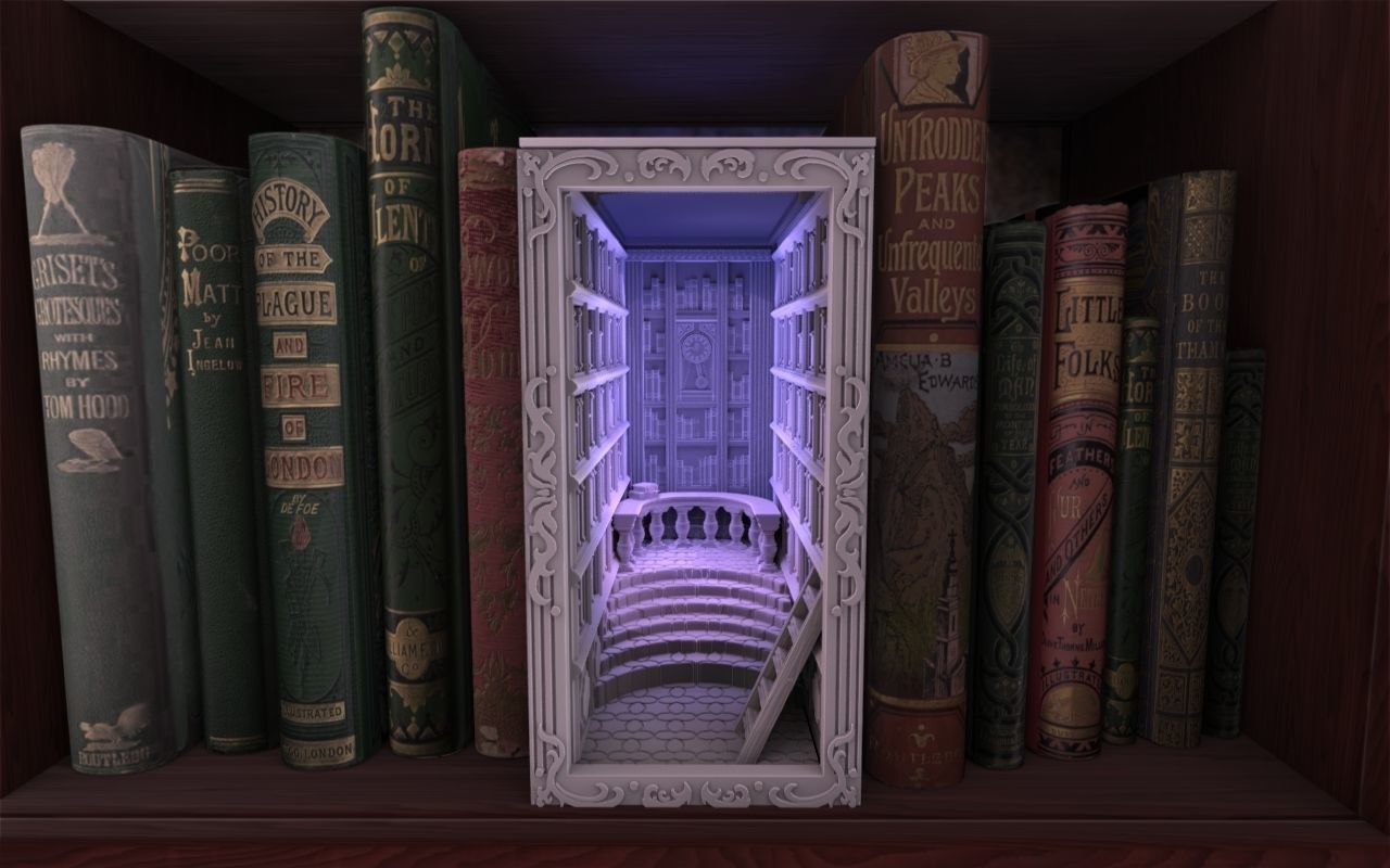 Library Booknook 3D print model_1
