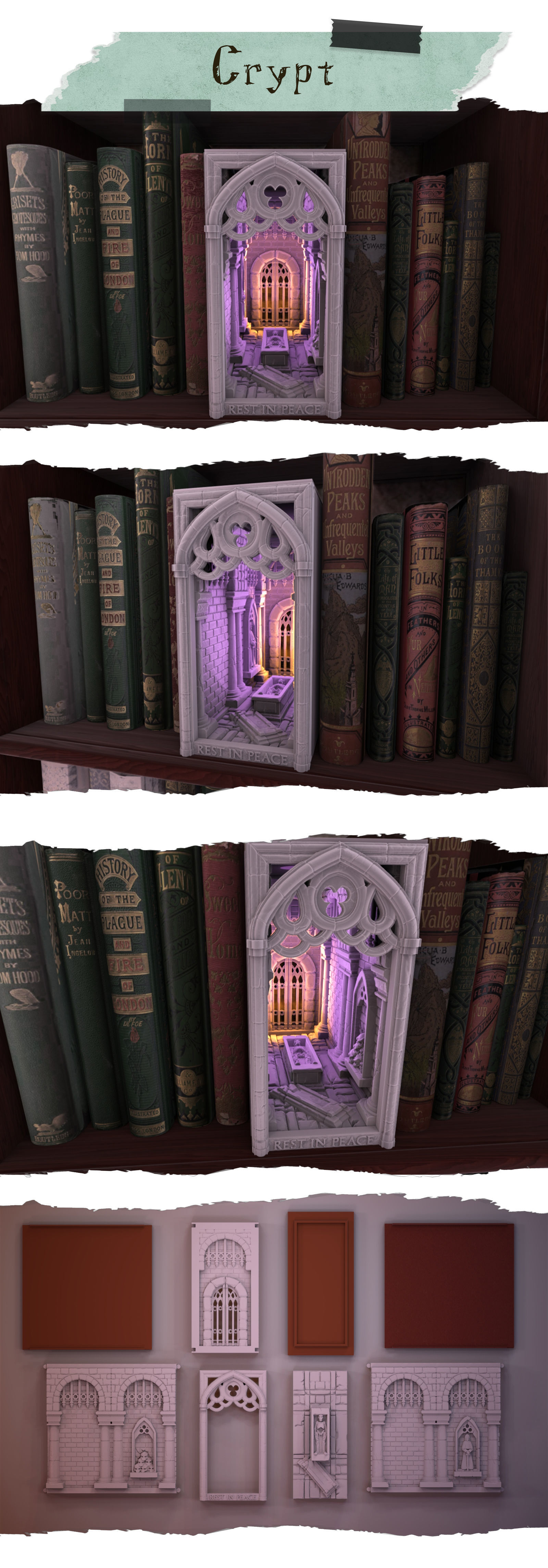 Crypt Booknook 3D print model_2