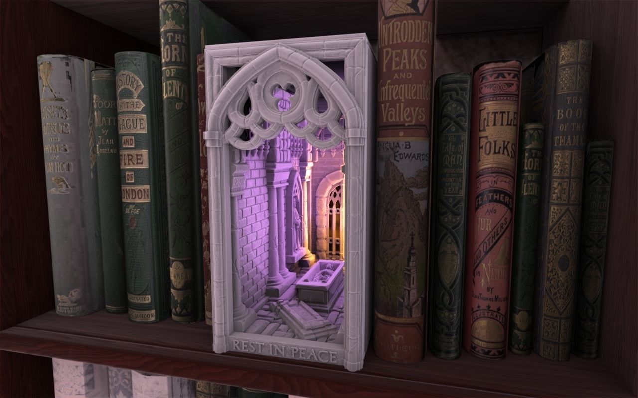 Crypt Booknook 3D print model_4