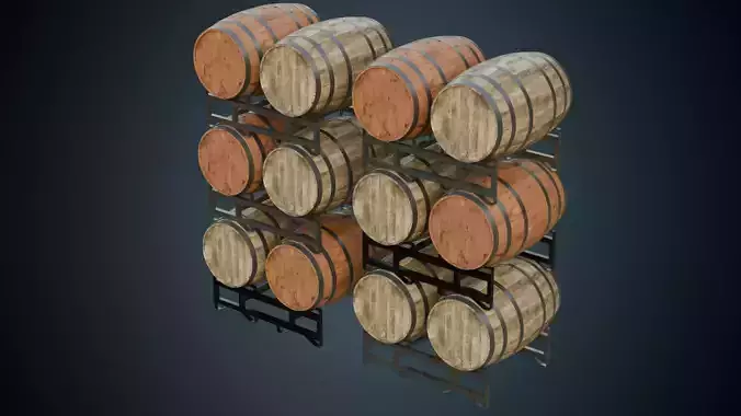 Wooden Barrel 1A Low-poly 3D model