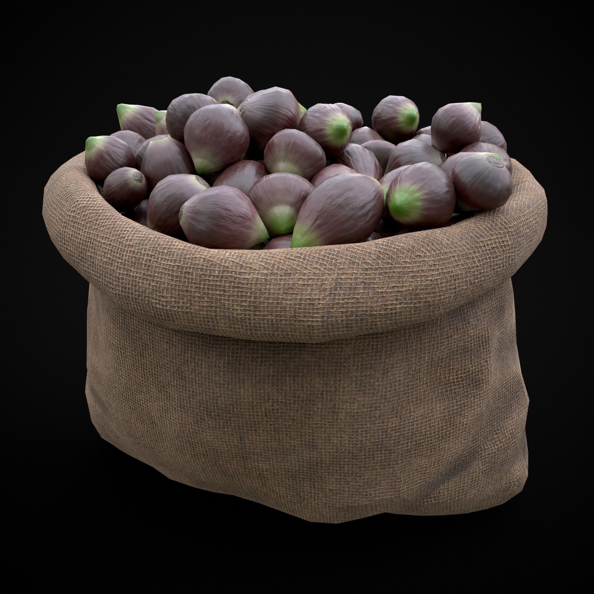 Burlap Sacks of Onions Low-poly 3D model_13