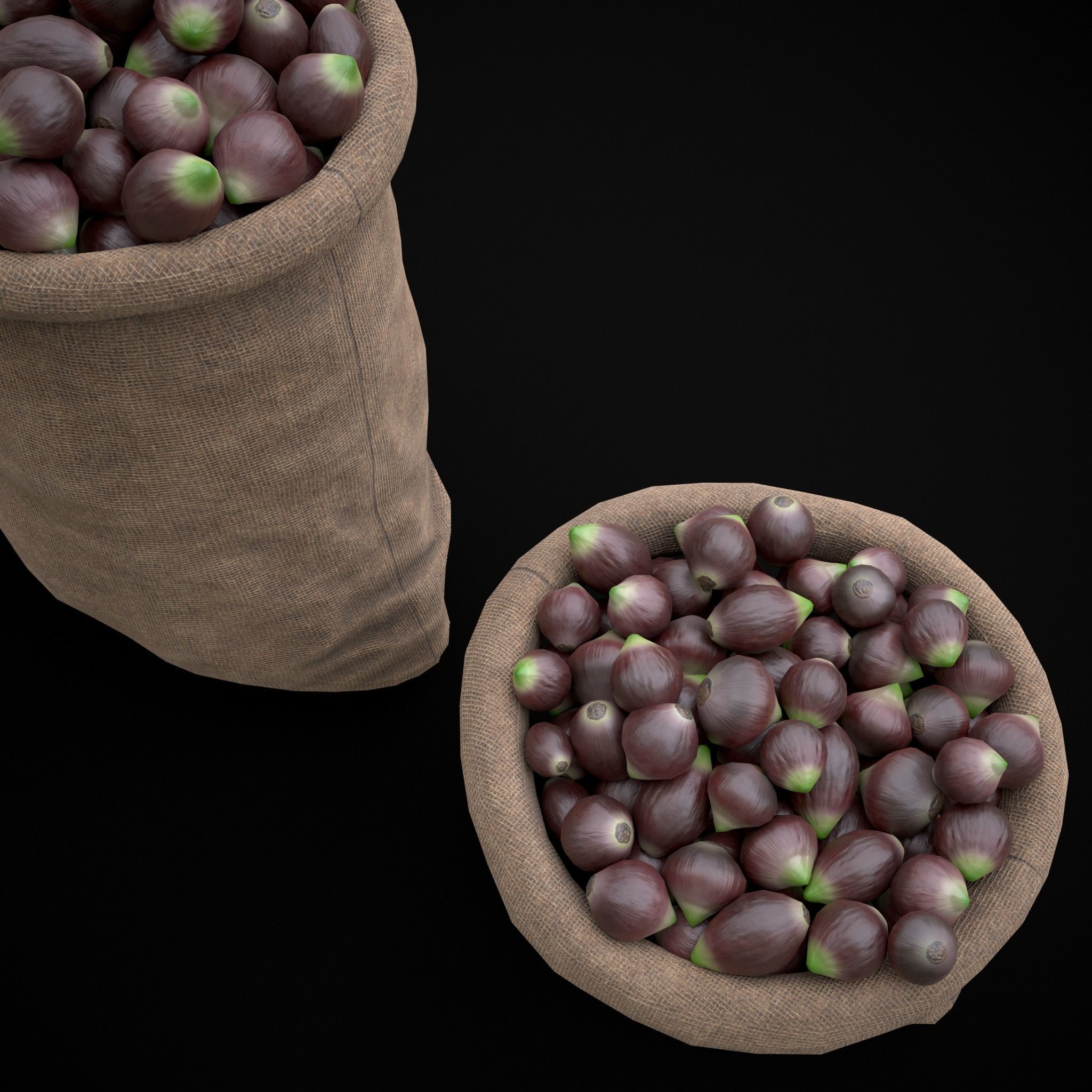 Burlap Sacks of Onions Low-poly 3D model_15