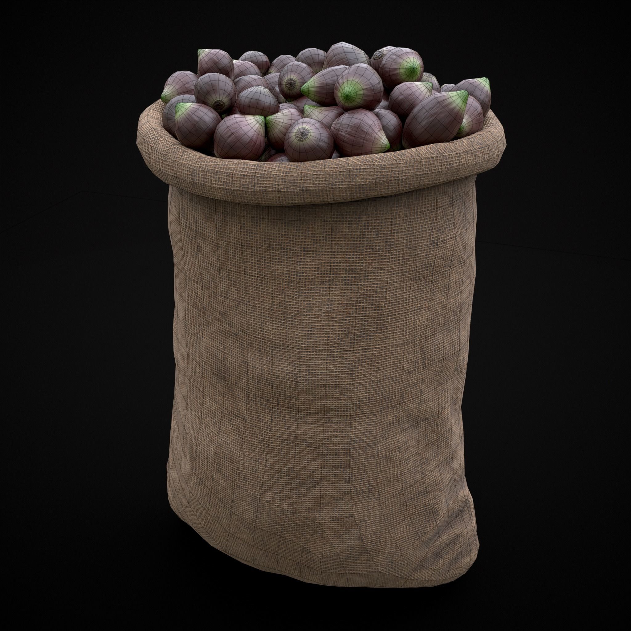 Burlap Sacks of Onions Low-poly 3D model_12