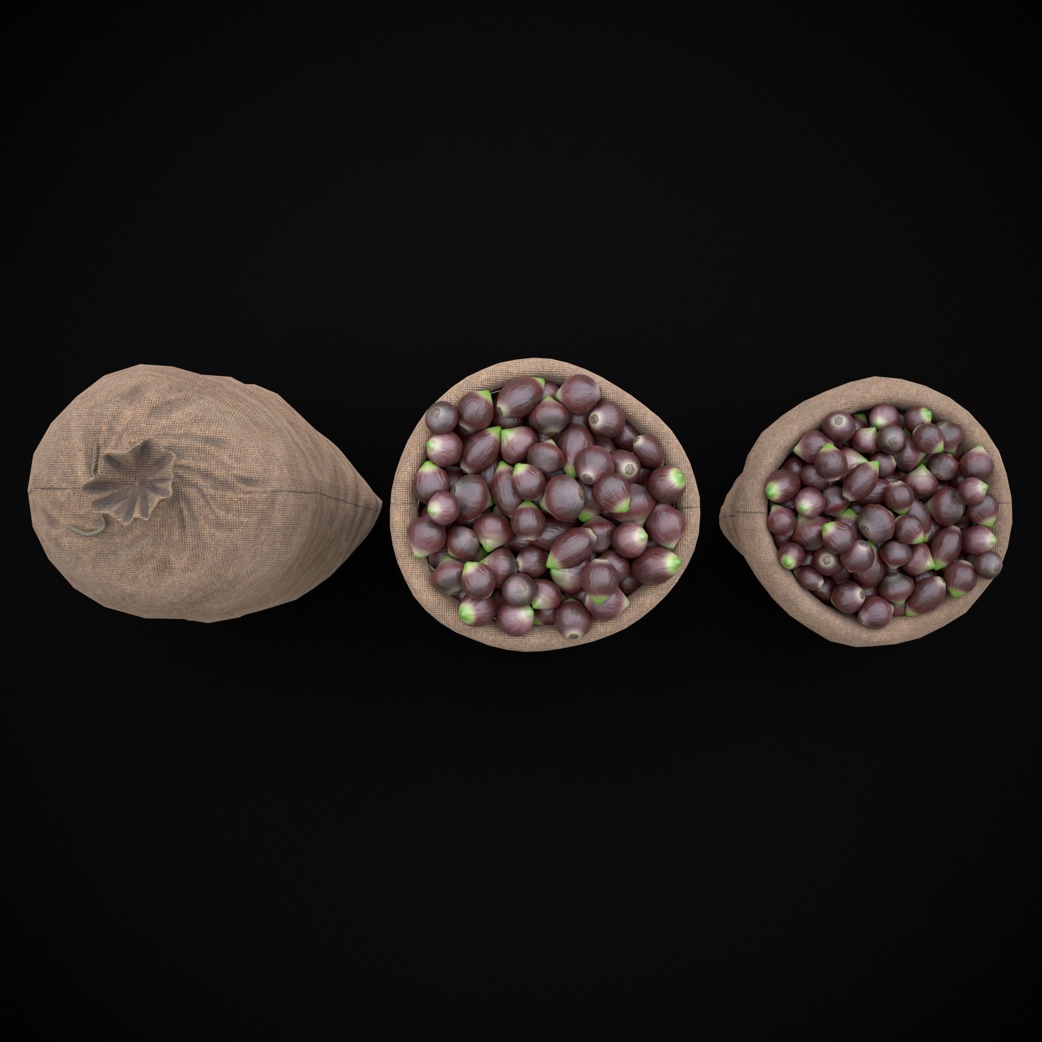 Burlap Sacks of Onions Low-poly 3D model_5