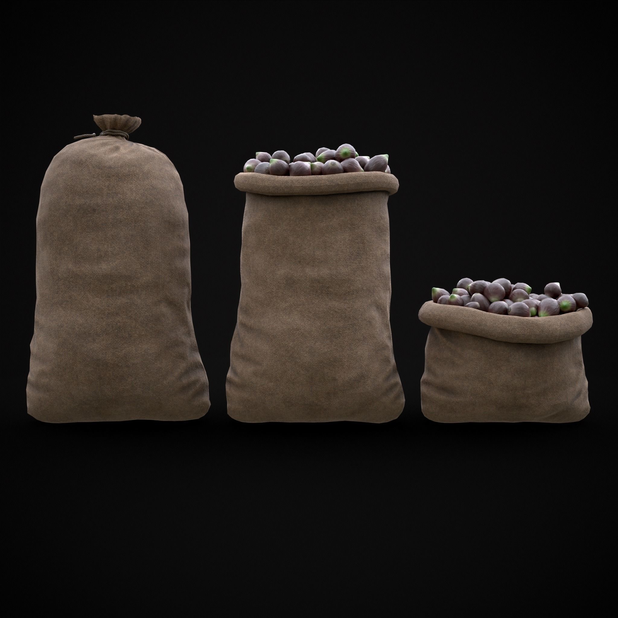 Burlap Sacks of Onions Low-poly 3D model_17
