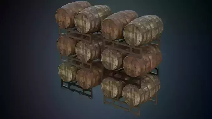 Wooden Barrel 1B Low-poly 3D model